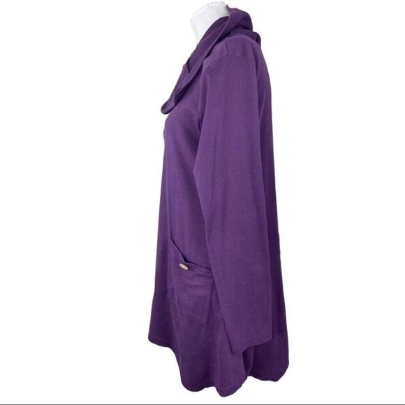 Hibelle Women's Purple Cowl Neck‎ Asymmetrical Designer Tunic Sweater XL/C42 - Picture 4 of 7